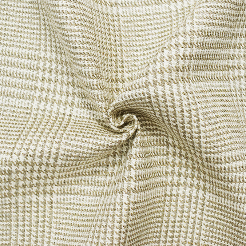 Natural White-Taupe Linen Glen Plaid Home Decorating Fabric