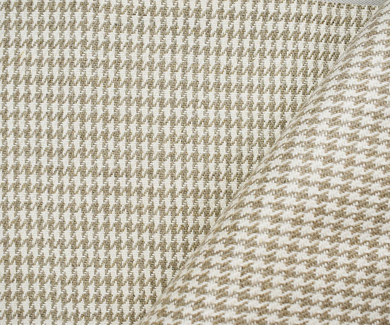 Natural White-Taupe Washed Linen Houndstooth Home Decor Fabric
