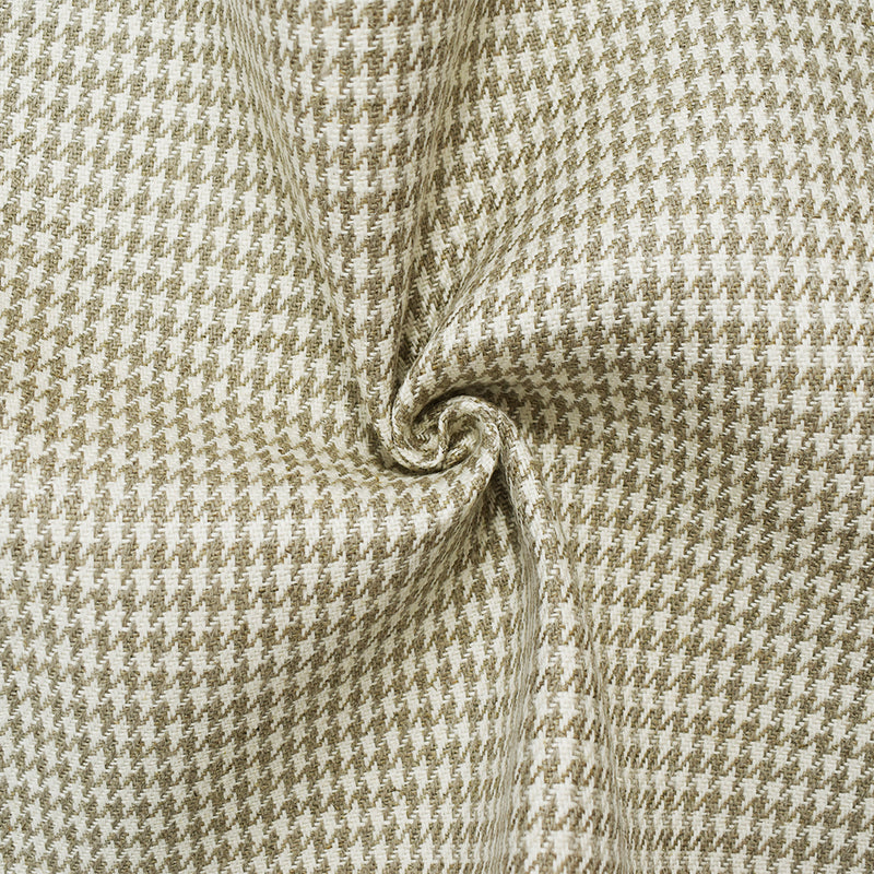 Natural White-Taupe Washed Linen Houndstooth Home Decor Fabric