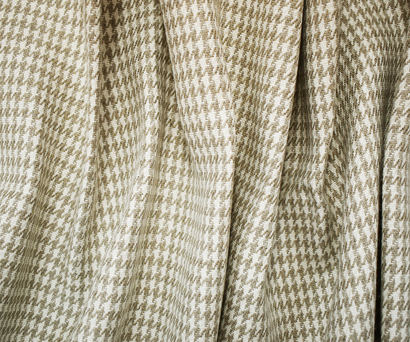 Natural White-Taupe Washed Linen Houndstooth Home Decor Fabric