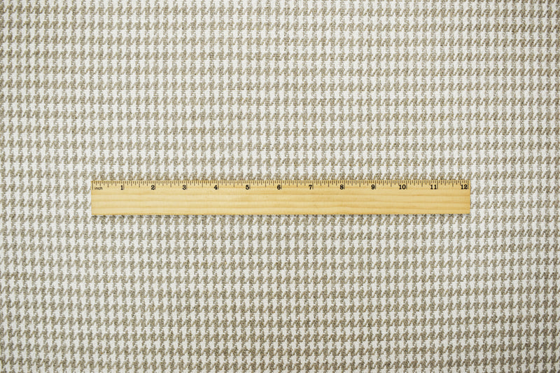 Natural White-Taupe Washed Linen Houndstooth Home Decor Fabric