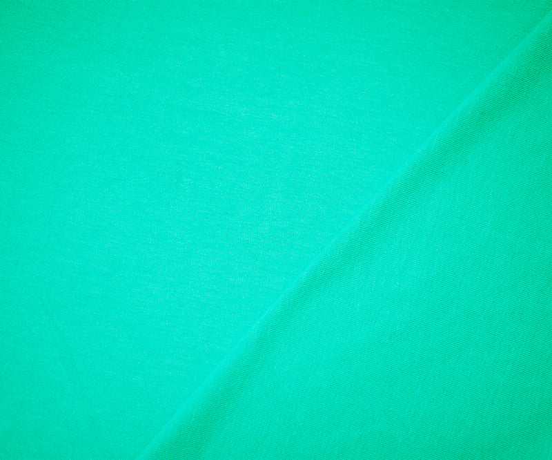 Aqua Blue Green Solid Cotton Spandex Knit Fabric - 10 oz - Reorderable