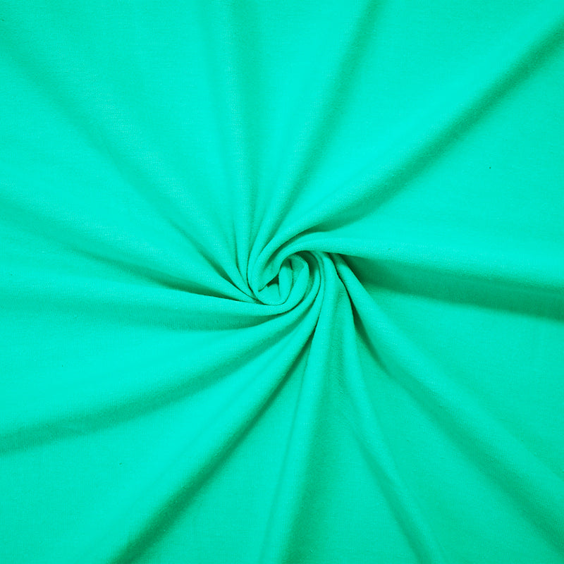 Aqua Blue Green Solid Cotton Spandex Knit Fabric - 10 oz - Reorderable