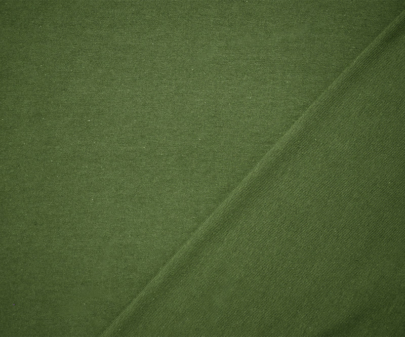 Olive Green Solid Cotton Spandex Knit Fabric - 10 oz - Reorderable