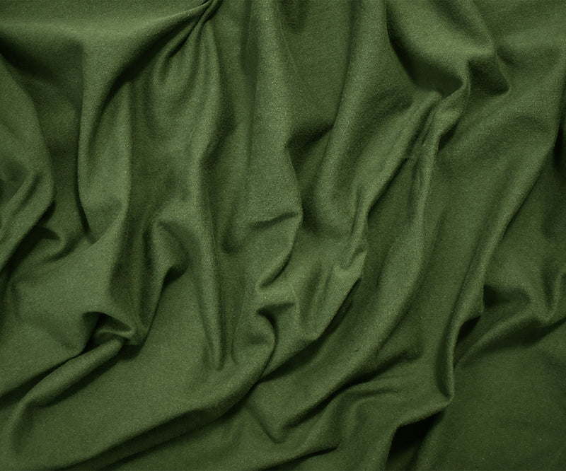 Olive Green Solid Cotton Spandex Knit Fabric - 10 oz - Reorderable