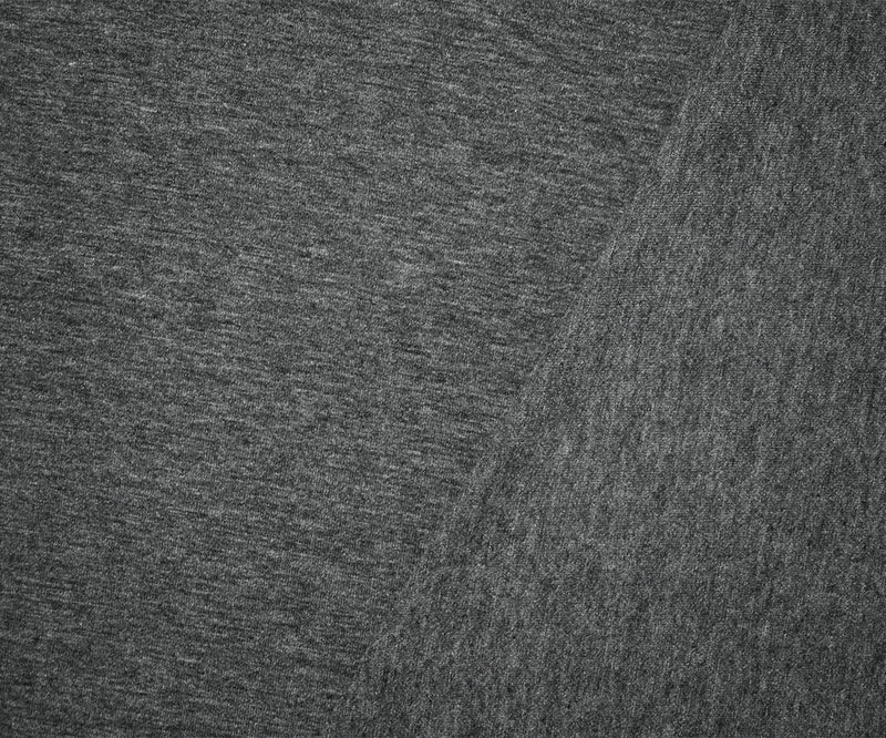 Heather Charcoal Gray Solid Cotton-Poly Spandex Knit Fabric - 10 oz - Reorderable