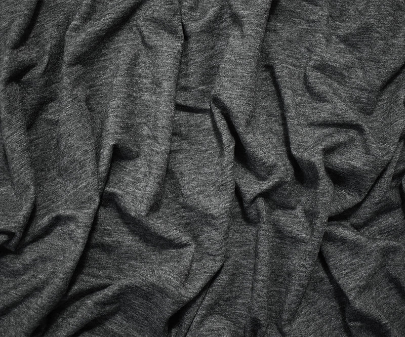 Heather Charcoal Gray Solid Cotton-Poly Spandex Knit Fabric - 10 oz - Reorderable