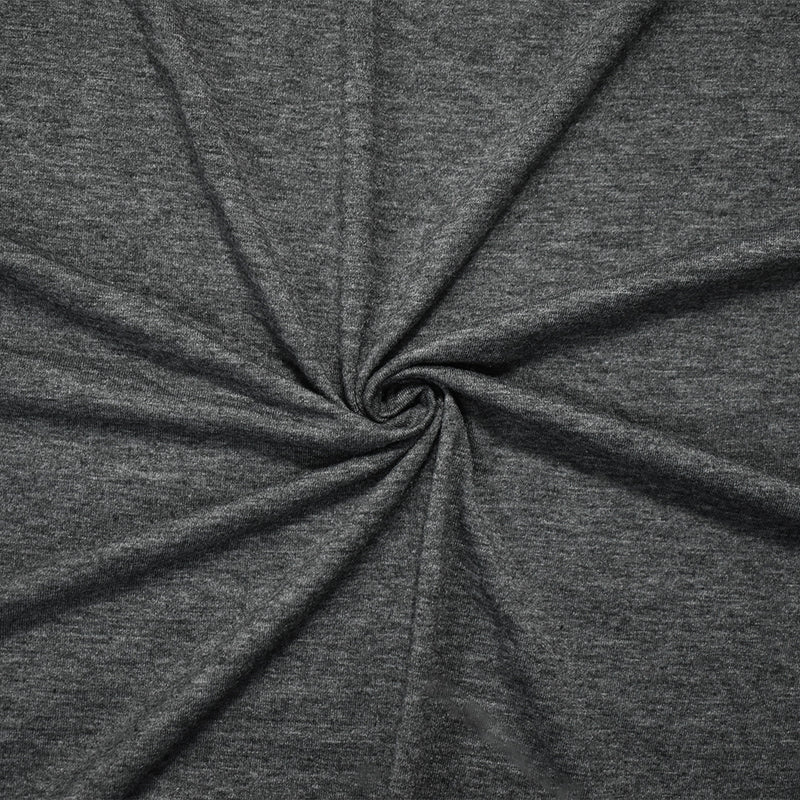 Heather Charcoal Gray Solid Cotton-Poly Spandex Knit Fabric - 10 oz - Reorderable