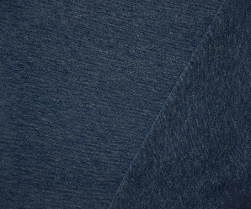 Dark Denim Heather Solid Cotton-Poly Spandex Knit Fabric - 10 oz - Reorderable