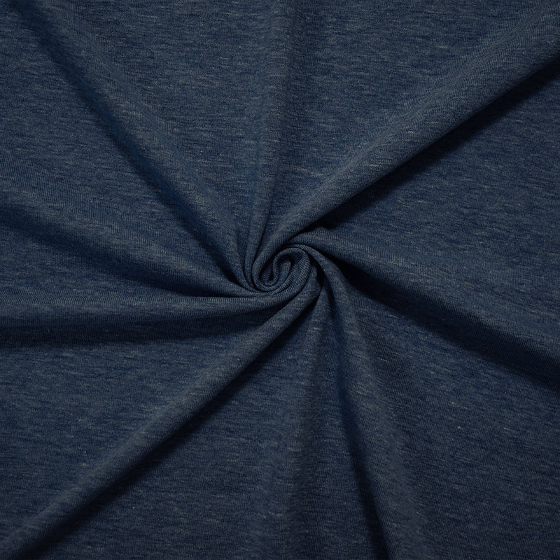 Dark Denim Heather Solid Cotton-Poly Spandex Knit Fabric - 10 oz - Reorderable