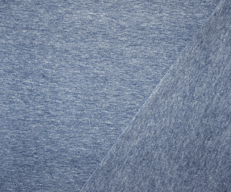 Light Denim Heather Solid Cotton-Poly Spandex Knit Fabric - 10 oz - Reorderable