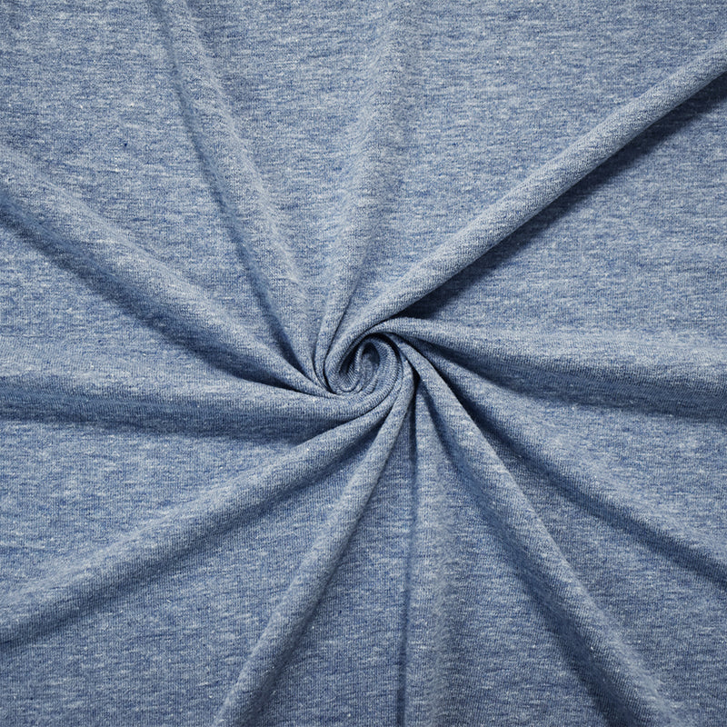 Light Denim Heather Solid Cotton-Poly Spandex Knit Fabric - 10 oz - Reorderable