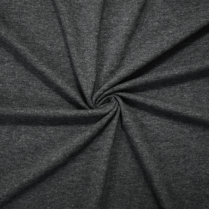Heather Charcoal Gray Solid Cotton-Poly Spandex Knit Fabric - 12 oz - Reorderable