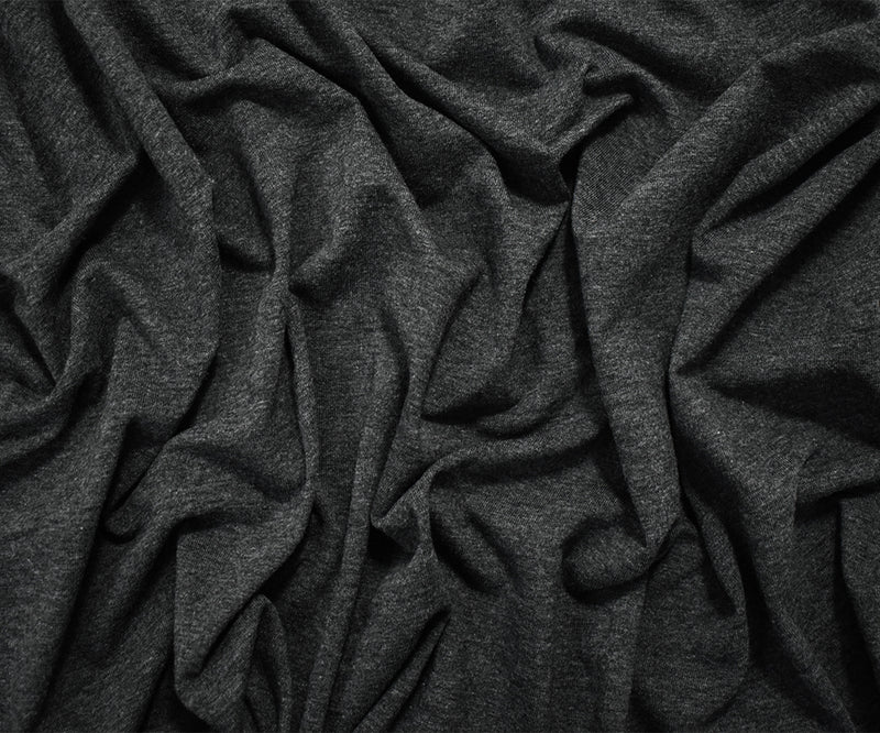 Heather Charcoal Gray Solid Cotton-Poly Spandex Knit Fabric - 12 oz - Reorderable