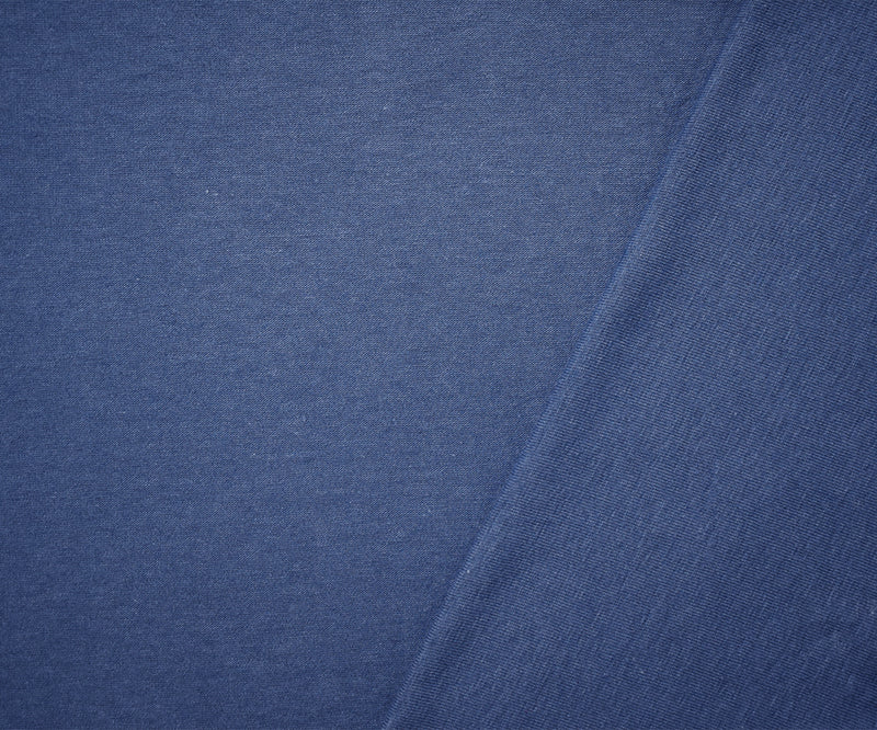 Denim Blue Solid Cotton Spandex Knit Fabric - 10 oz - Reorderable