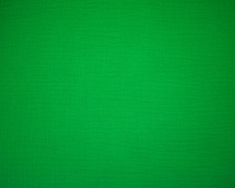 Green Cotton Crinkled Solid Double Gauze Woven Fabric