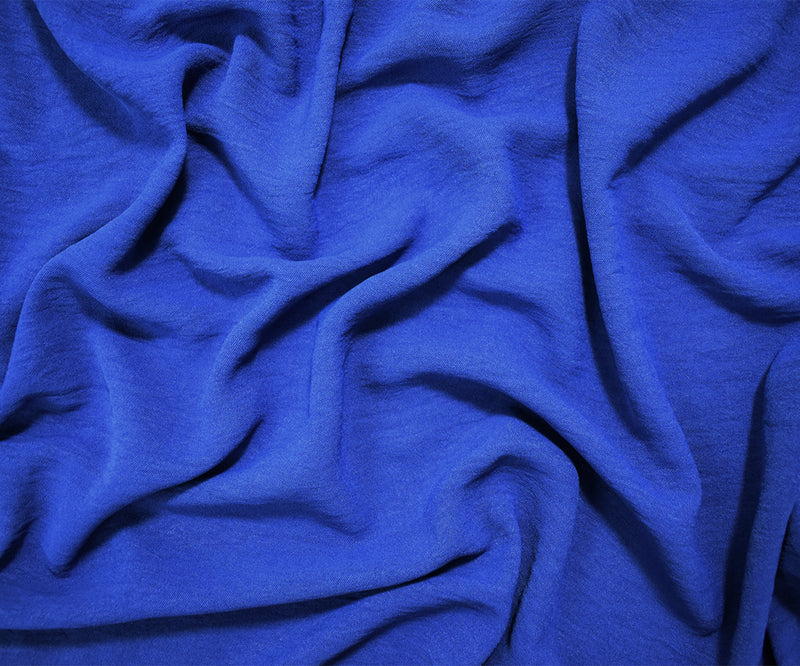 Blue Polyester Air Flow CEY Crepe Solid Woven Fabric