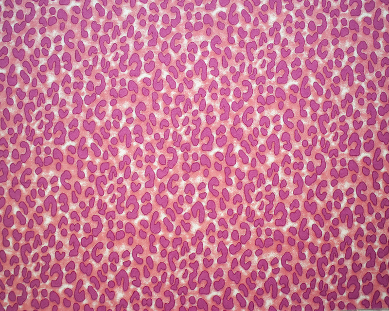 Pink-Purple-Multi Cotton Leopard Printed Flannel Woven Fabric