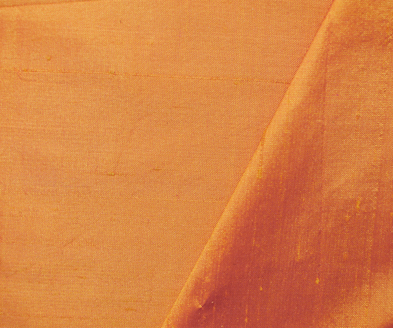 Orange-Pink Iridescent Silk Dupioni Woven Fabric