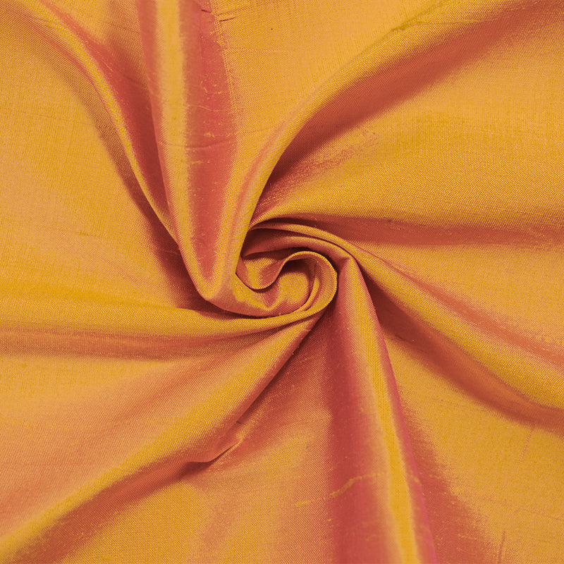 Orange-Pink Iridescent Silk Dupioni Woven Fabric