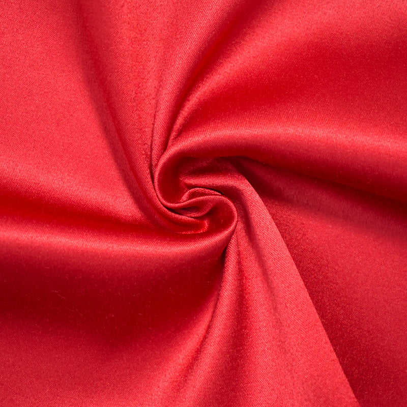 Red Polyester Stretch Lamour Satin Woven Fabric
