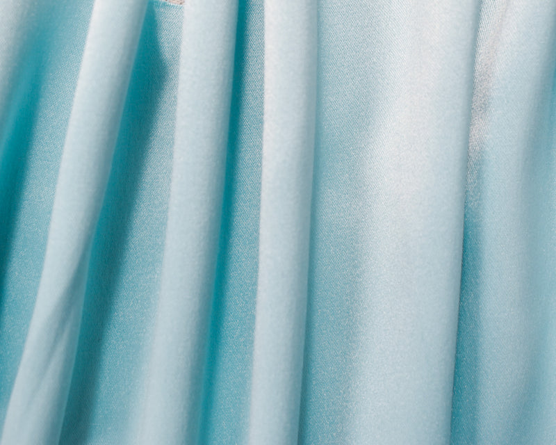 Light Blue Polyester Stretch Lamour Satin Woven Fabric