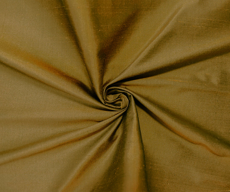 Light Brown-Green Beige Silk Iridescent Dupioni Woven Fabric