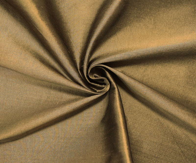 Taupe Beige-Black Beige Silk Iridescent Dupioni Woven Fabric