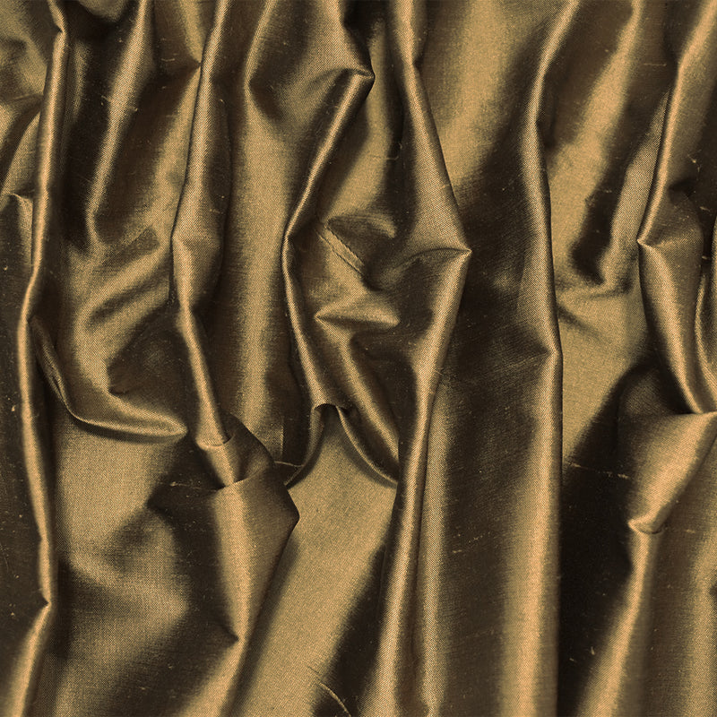 Taupe Beige-Black Beige Silk Iridescent Dupioni Woven Fabric