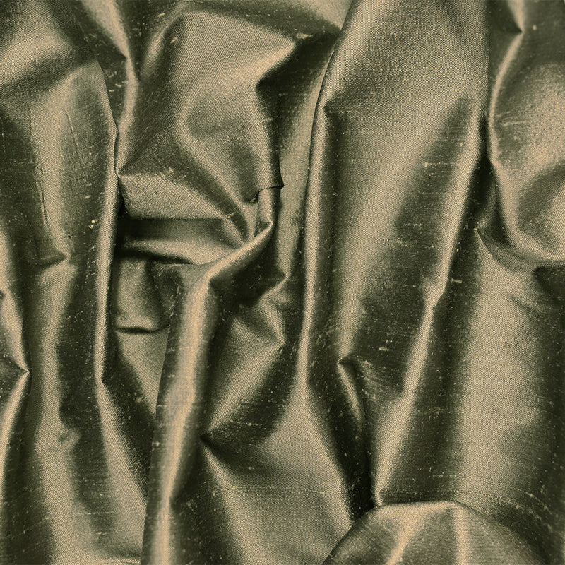 Green-Black Silk Iridescent Dupioni Woven Fabric