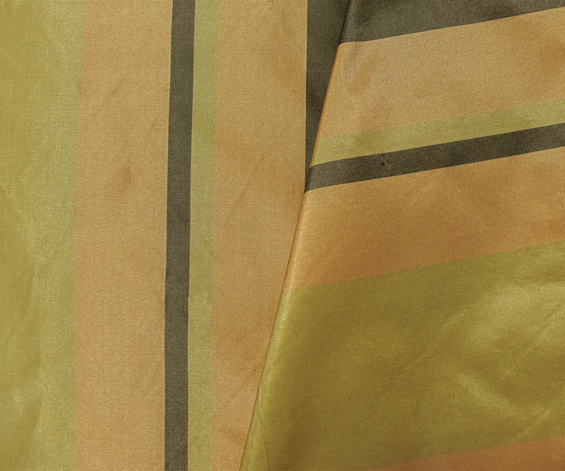 Yellow-Green-Multi Silk Iridescent Striped Taffeta Woven Fabric