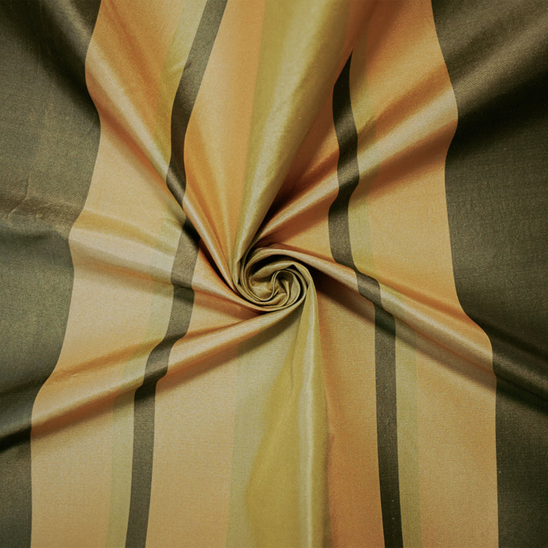 Yellow-Green-Multi Silk Iridescent Striped Taffeta Woven Fabric