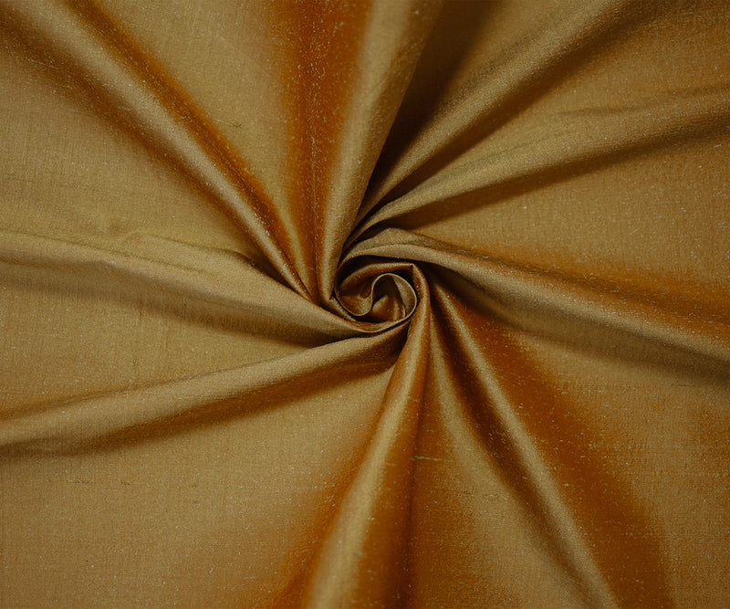 Copper Brown-Beige Silk Iridescent Dupioni Woven Fabric
