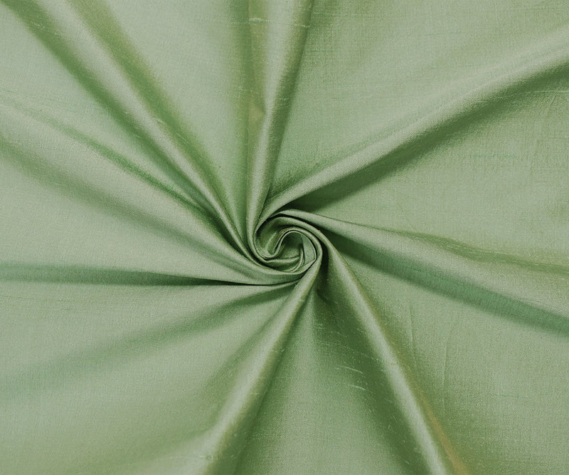 Pastel Green-Taupe Silk Iridescent Dupioni Woven Fabric