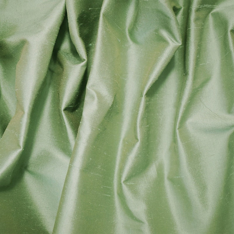 Pastel Green-Taupe Silk Iridescent Dupioni Woven Fabric