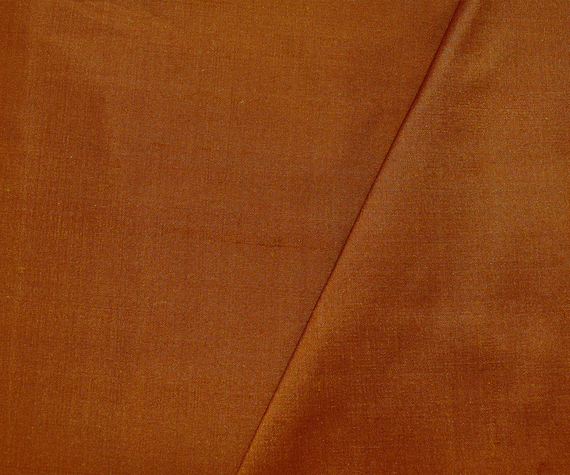 Amber Brown-Orange Silk Iridescent Dupioni Woven Fabric