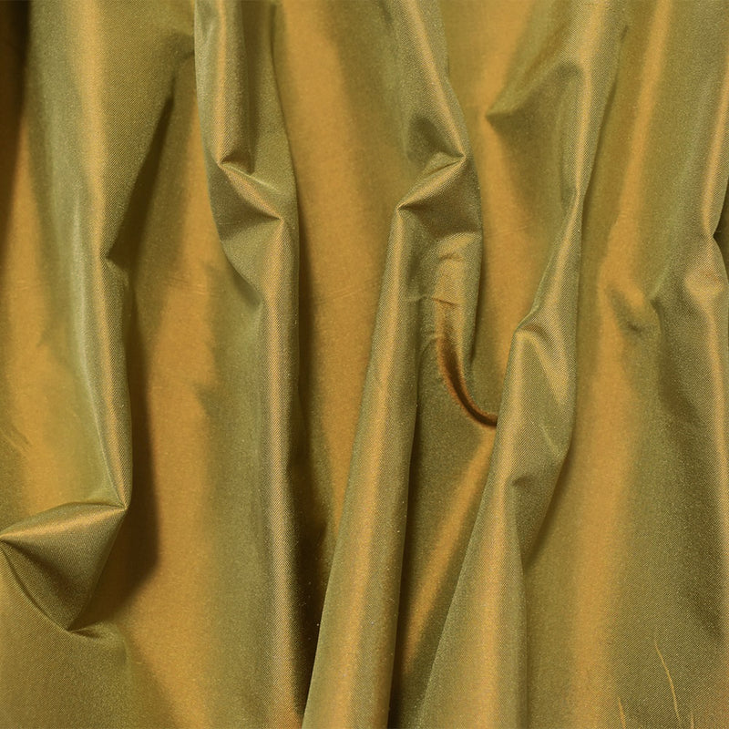 Olive Green-Yellow Silk Iridescent Shantung Woven Fabric