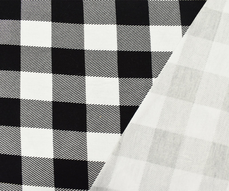 Black-White Rayon Modal Gingham Printed Stretch Spandex Jersey Knit Fabric