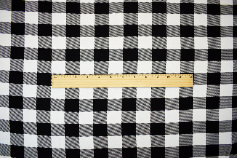 Black-White Rayon Modal Gingham Printed Stretch Spandex Jersey Knit Fabric