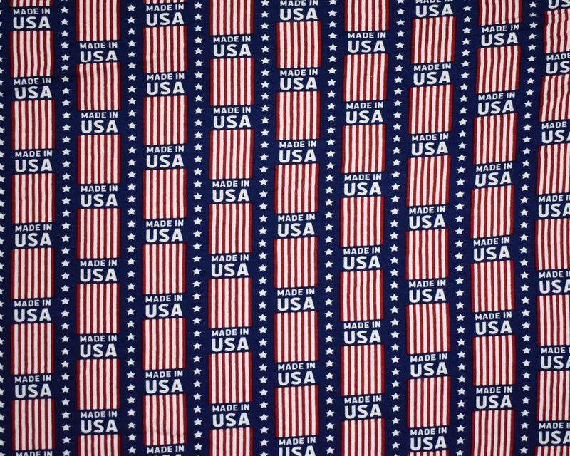 Blue-Red-Multi Rayon Modal USA Print Stretch Spandex Jersey Knit Fabric