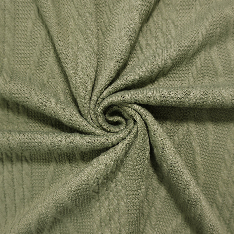 Sage Green Poly Spandex Stretch Cable Sweater Knit Fabric