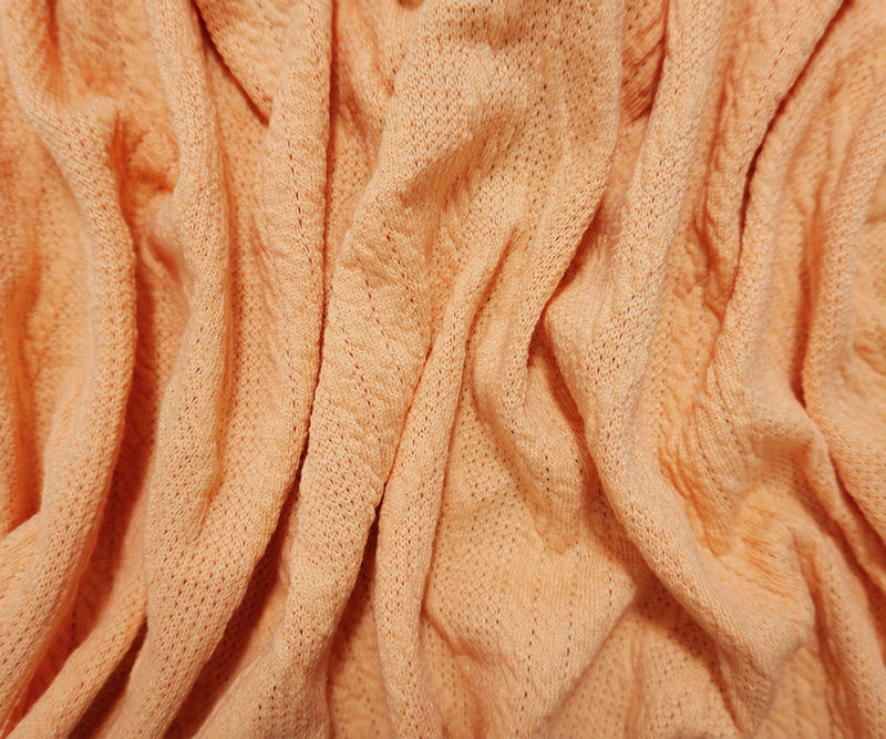 Light Orange Poly Spandex Stretch Cable Sweater Knit Fabric