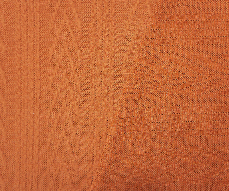 Orange Poly Spandex Stretch Cable Sweater Knit Fabric