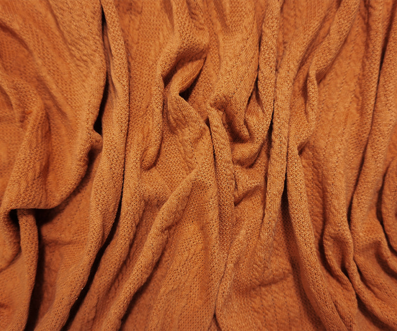 Orange Poly Spandex Stretch Cable Sweater Knit Fabric