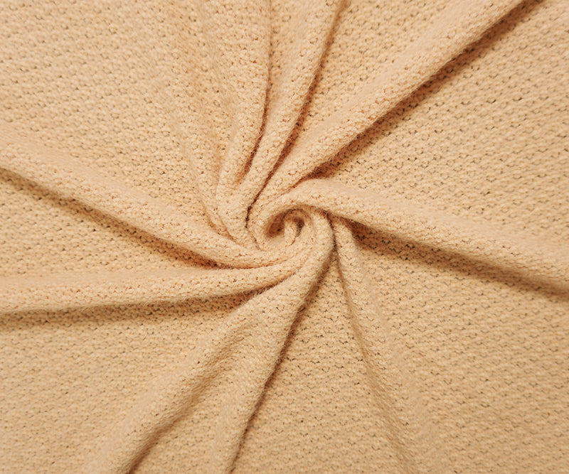 Tan Beige Poly Nylon Solid Sweater Knit Fabric