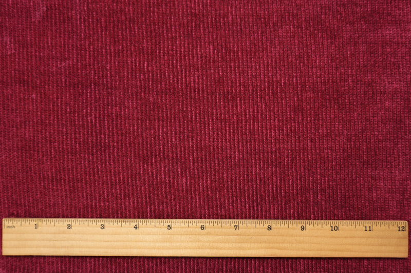 Red Poly Solid Chenille Solid Jersey Sweater Knit Fabric