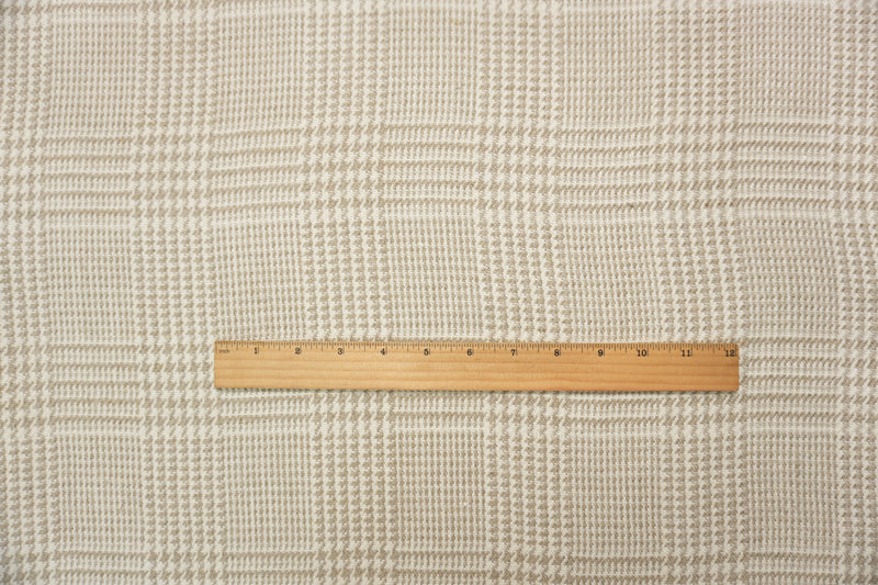Natural White-Taupe Washed Linen Glen Plaid Home Decorating Fabric