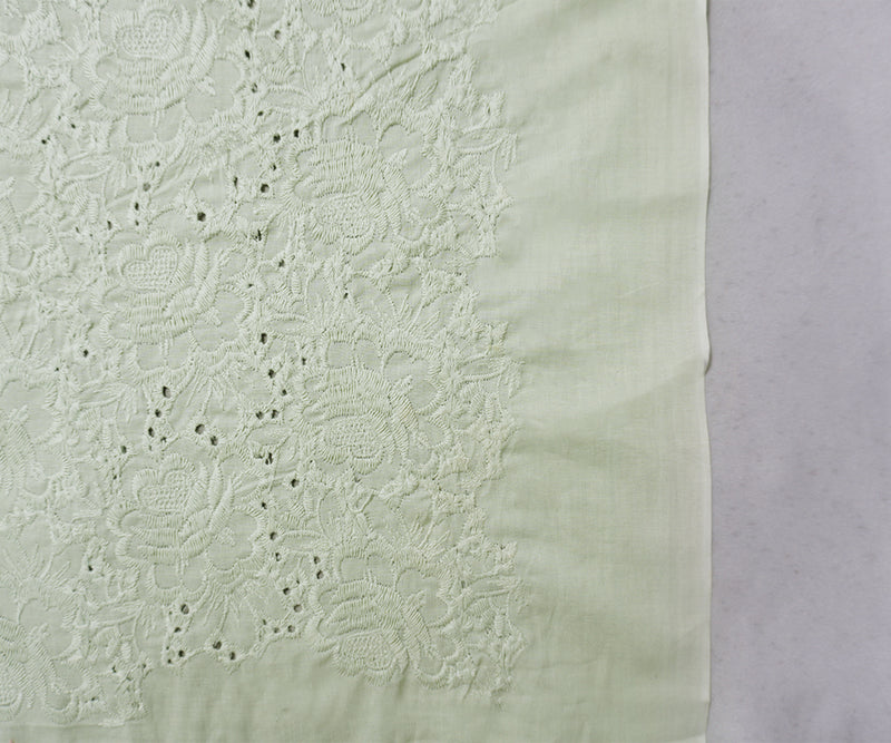 Green Cotton Voile Floral Embroidered Voile Woven Fabric