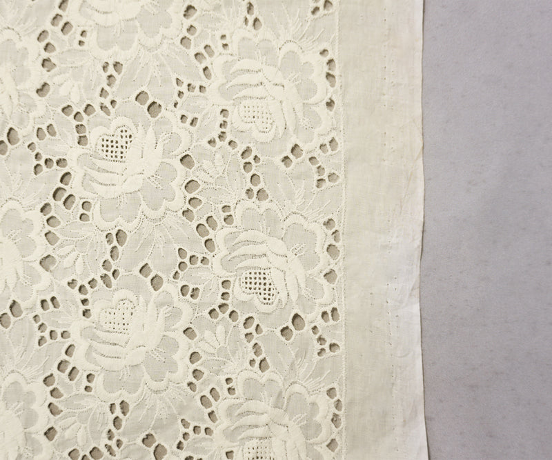 3 YD PC - White Cotton Floral Embroidered Eyelet Voile Woven Fabric