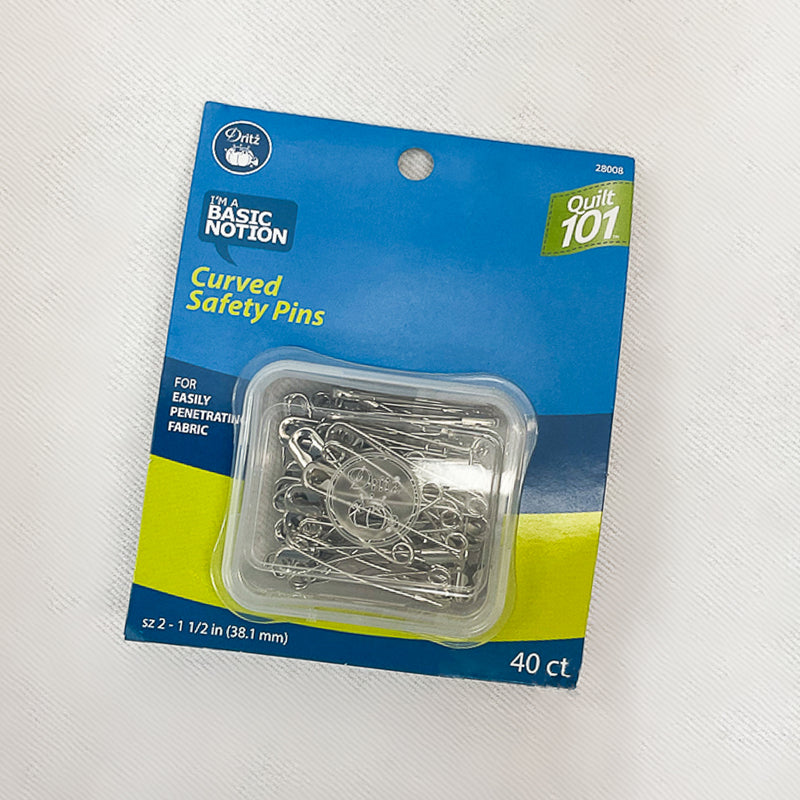 Dritz Curved Basting Pins for Quilting, 1 1/2 inch, size 2, 40-count